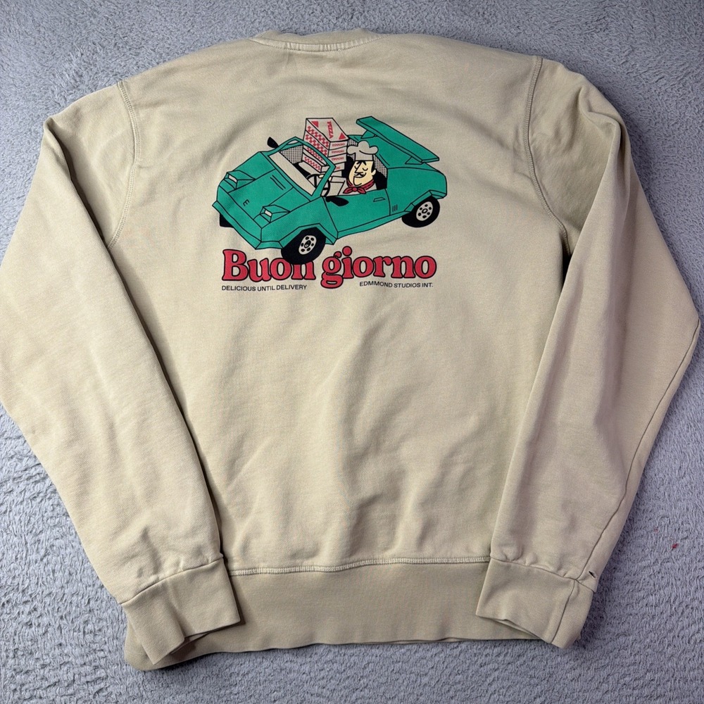 Edmmond Studios Little Italy Sweatshirt Tan Men's Size Large